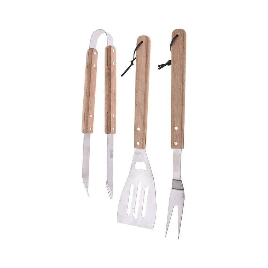 Set 3 utensilios Barbacoa Madera Koopman