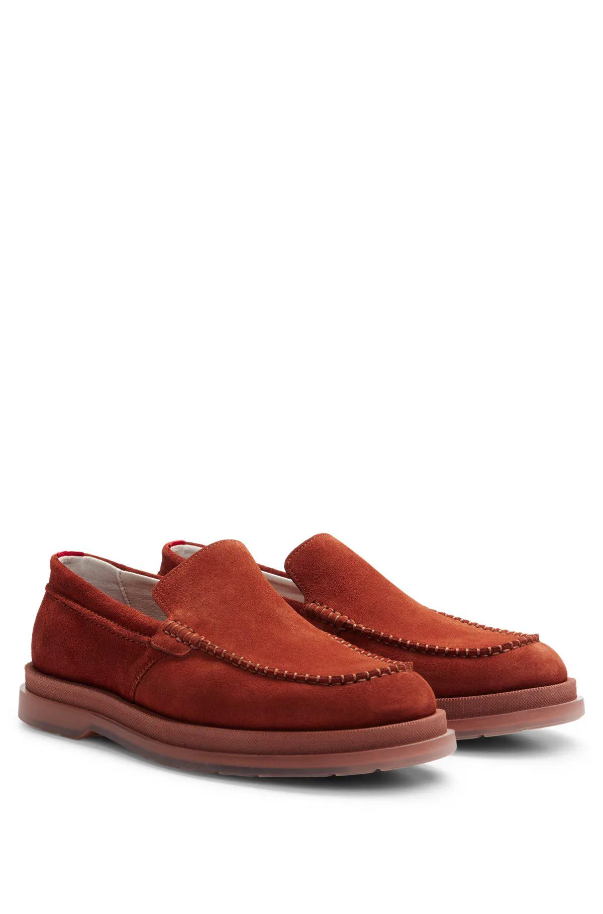 Suede loafers with translucent rubber sole