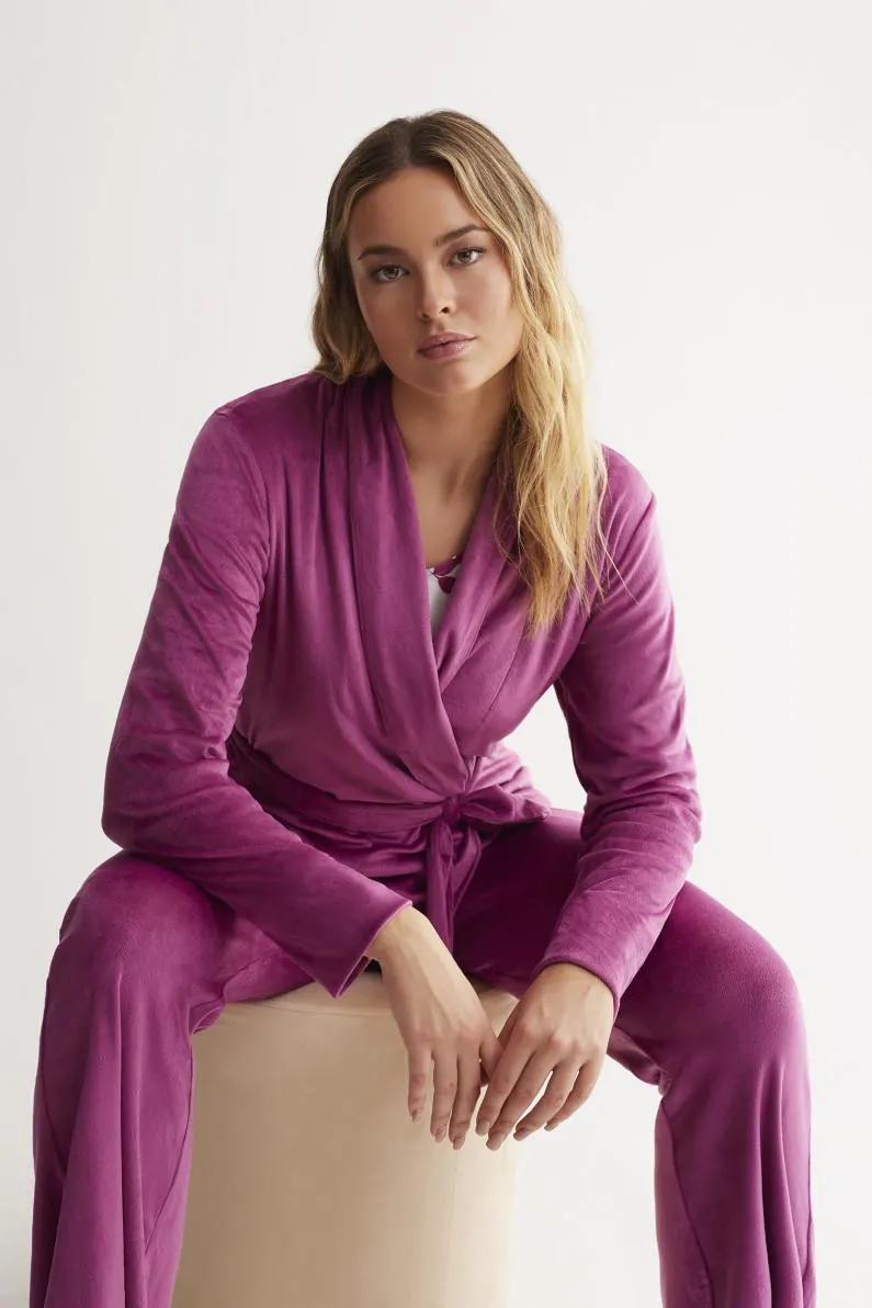 PIJAMA 3 PIEZAS PANTALÓN LARGO Y CHAQUETA TERCIOPELO CON CAMISETA MANGA LARGA MODAL/ ALGODÓN