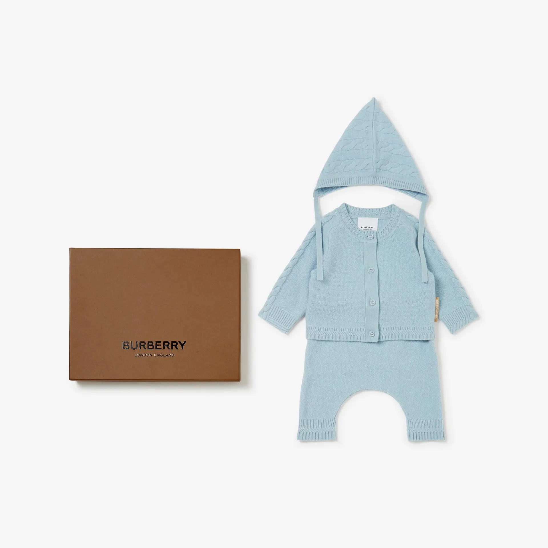 Conjunto de regalo de tres piezas para bebé en cachemir