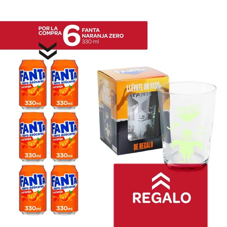 refresco naranja zero pack-6 + vaso halloween