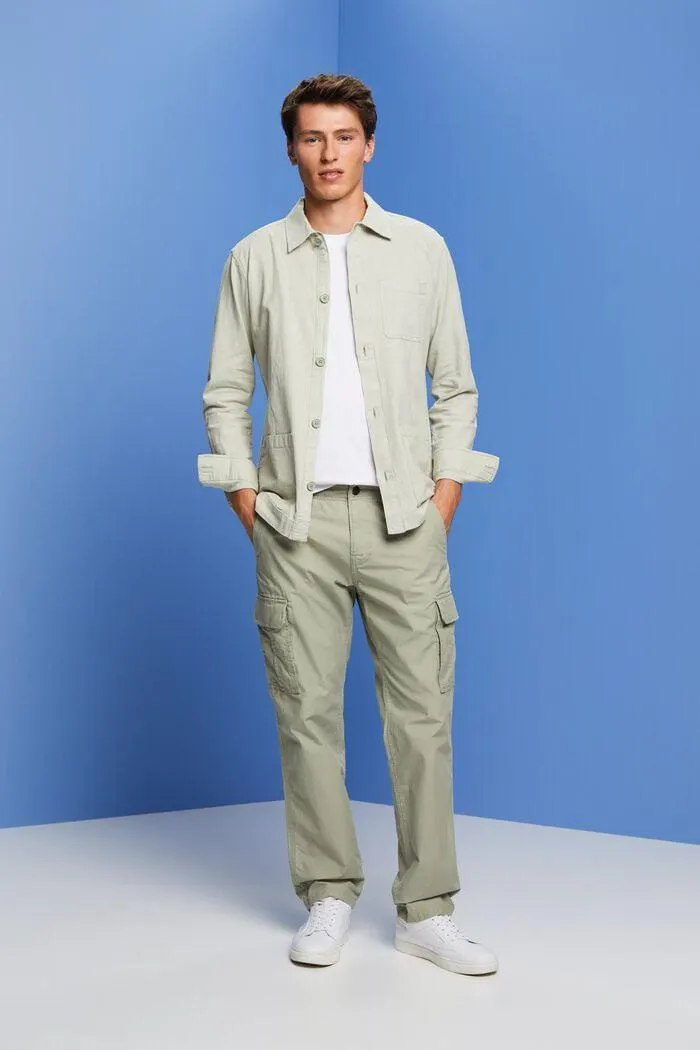 Camisa con diseño de espiga, en mezcla de lino