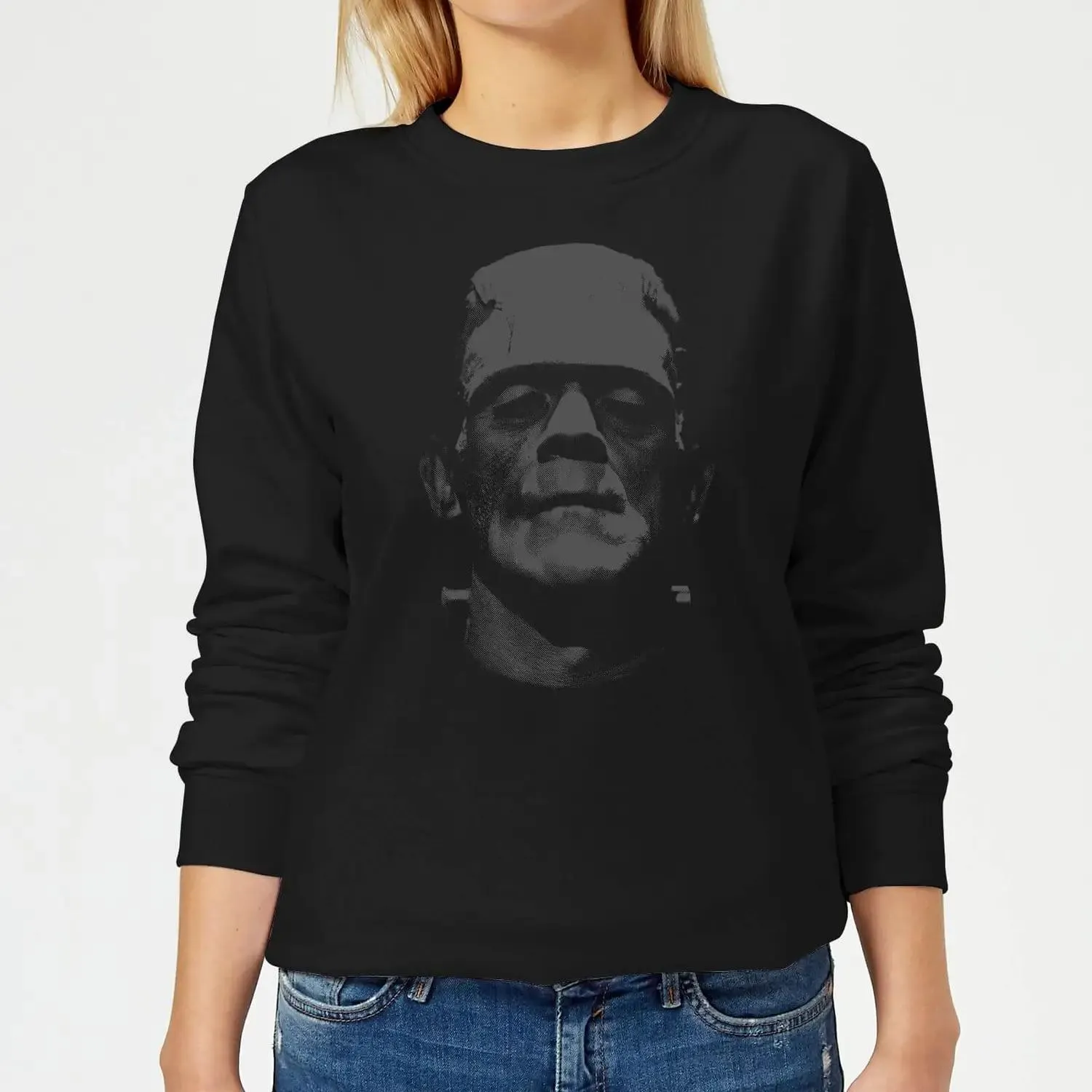 Sudadera Universal Monsters Frankenstein Black And White - Mujer - Negro