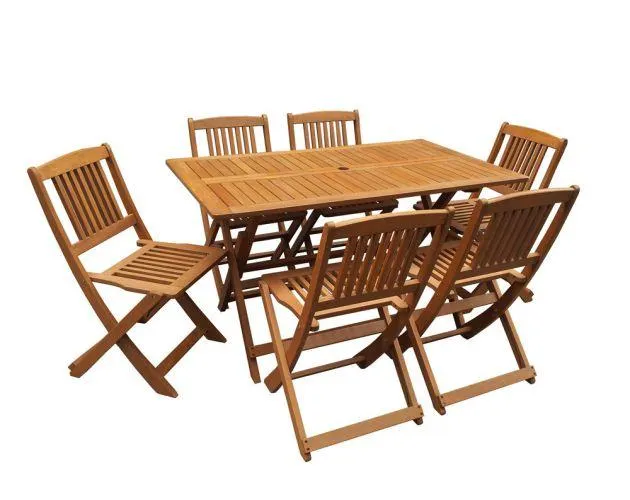 Comedor/salón de jardín en madera exótica hong kong - maple - marrón claro