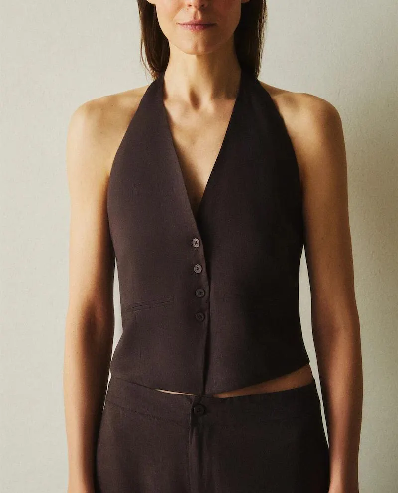 CHALECO LINO HALTER