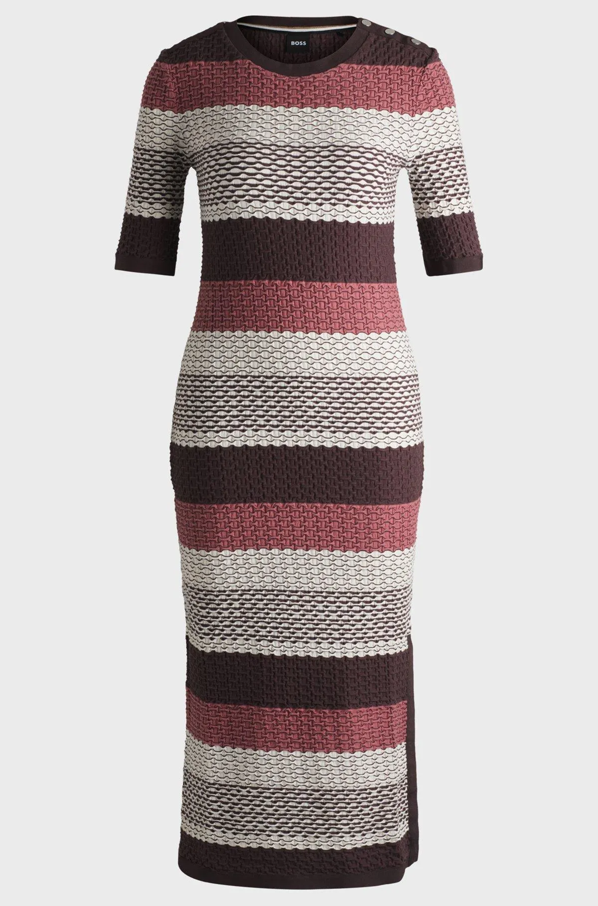 Vestido a rayas estructurado de punto de algodón elástico