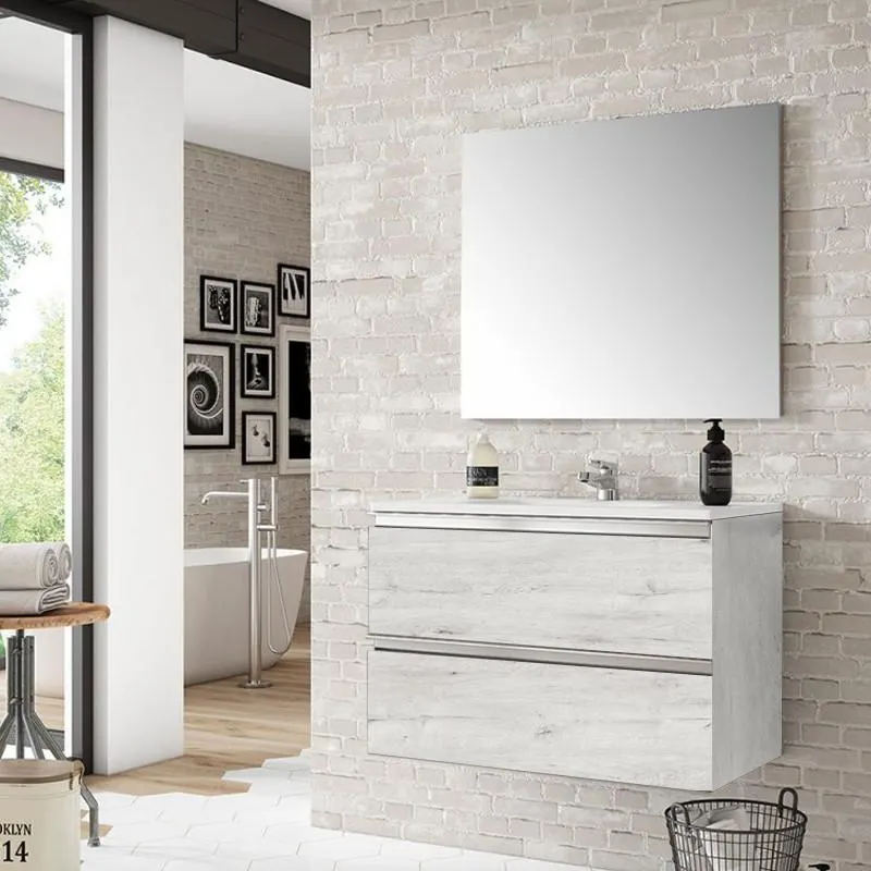 CONJUNTO MUEBLE BAÑO RIVER ROBLE MOZART 80cm