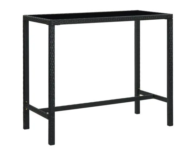 vidaXL mesa alta de jardín ratán sintético y vidrio negro 130x60x110cm