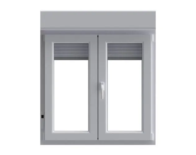 Ventana PVC oscilobatiente con persiana blanca 5 cámaras 117x100cm