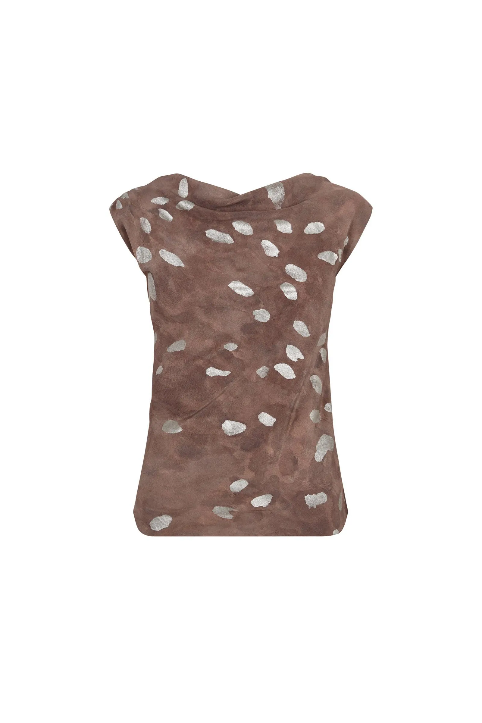 Alina, top en seda shita print