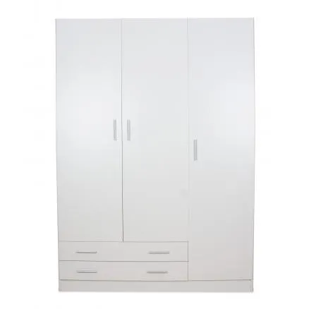 Armario de 3 puertas y 2 cajones en blanco