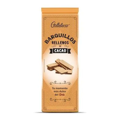 Barquillos rellenos de cacao Galleteca bolsa 210 g