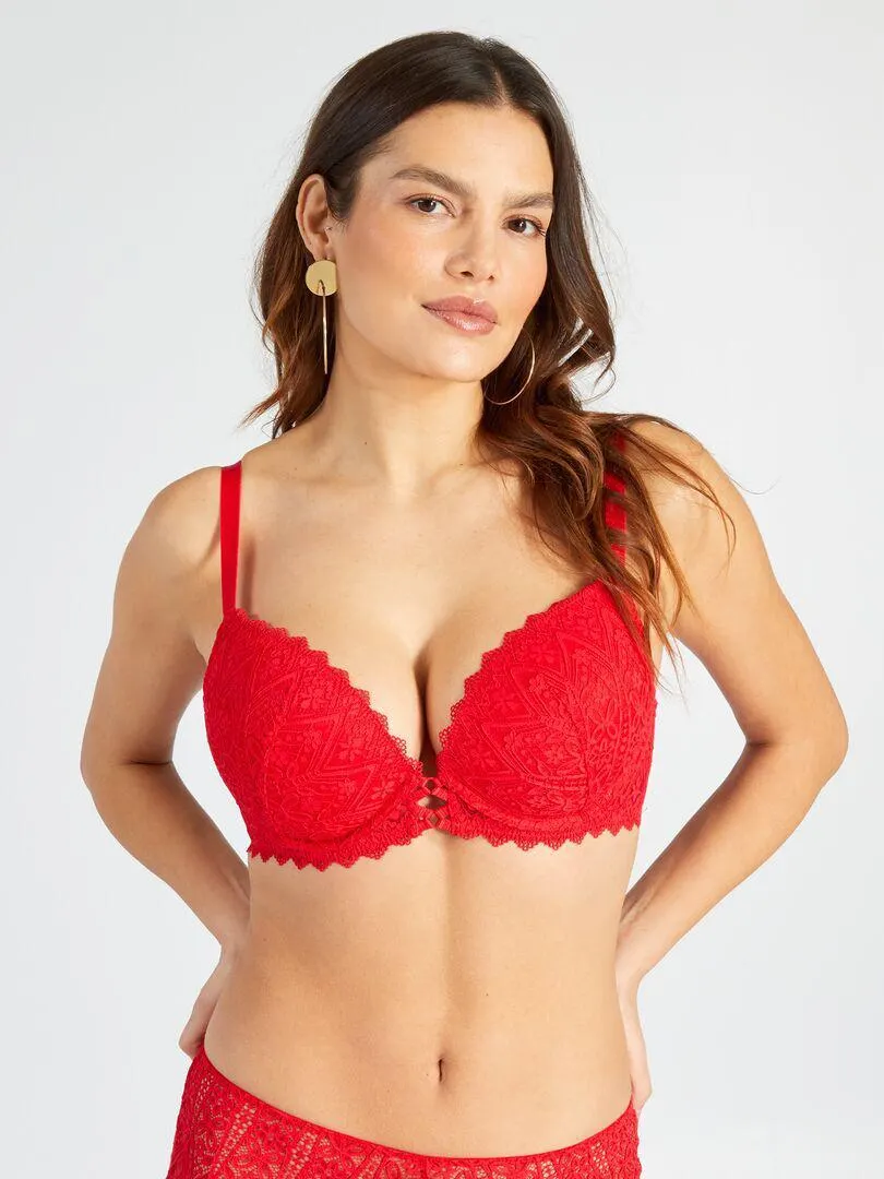 Sujetador de encaje D y E - ROJO