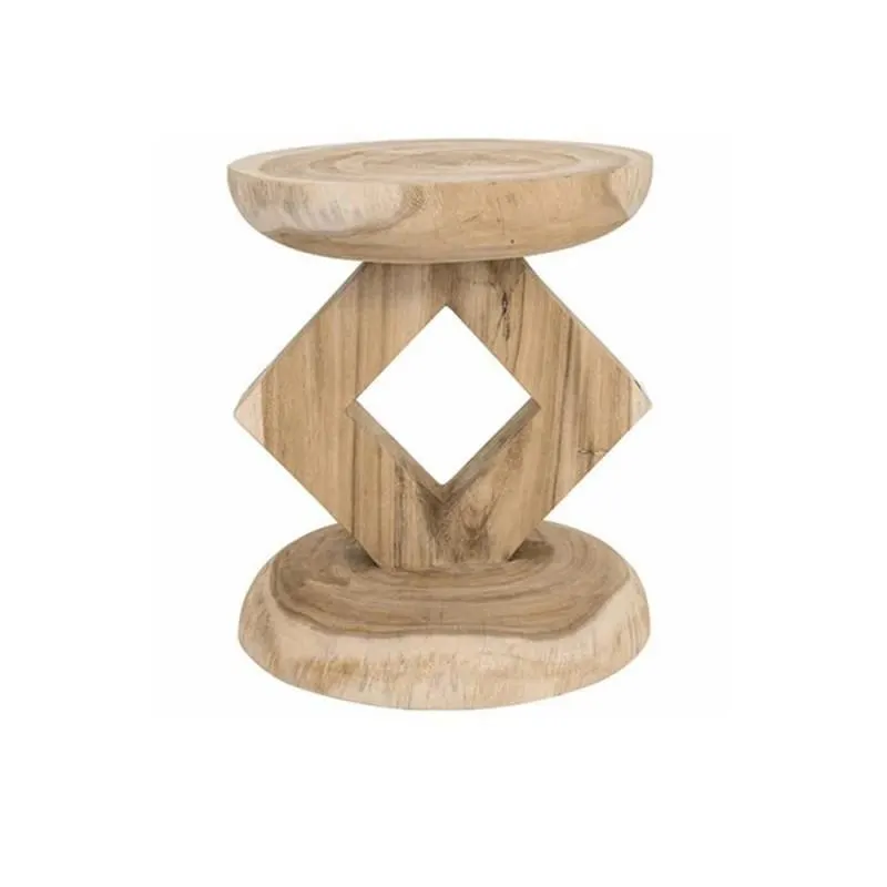 Saski round wooden stool