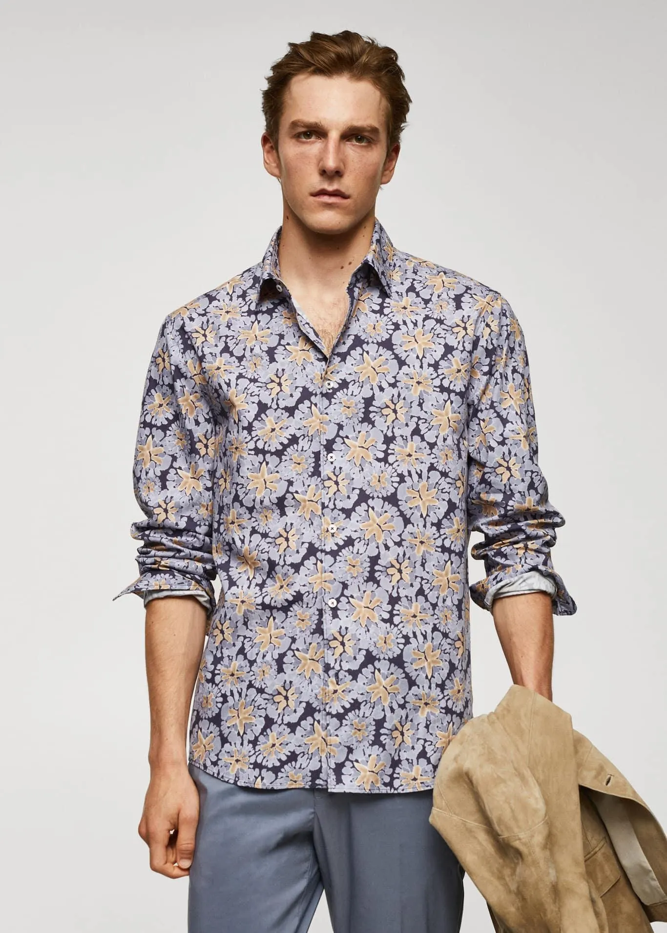 Camisa 100% algodón regular-fit estampada