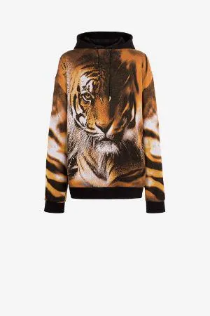 Sudadera de algodón con capucha y estampado Tiger