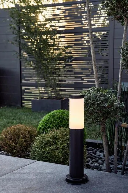 Baliza de jardín exterior E27 Travis 45 cm acero negro resistencia IP44