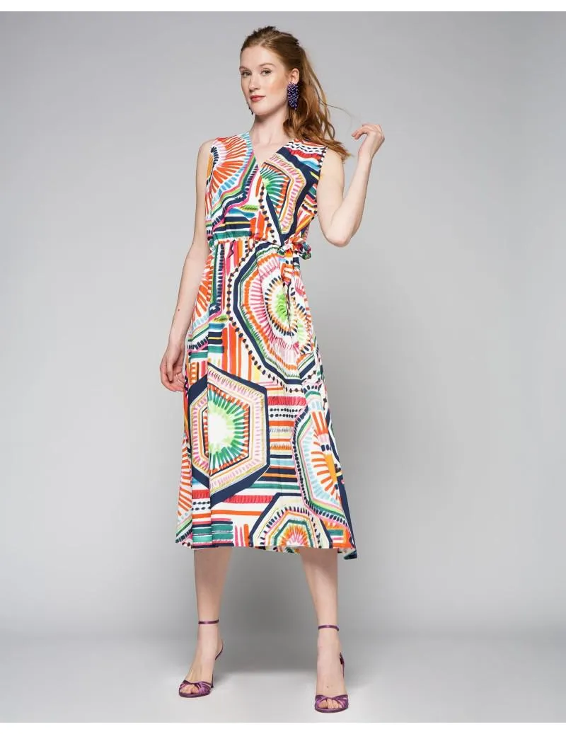 Vestido crep estampado multicolor