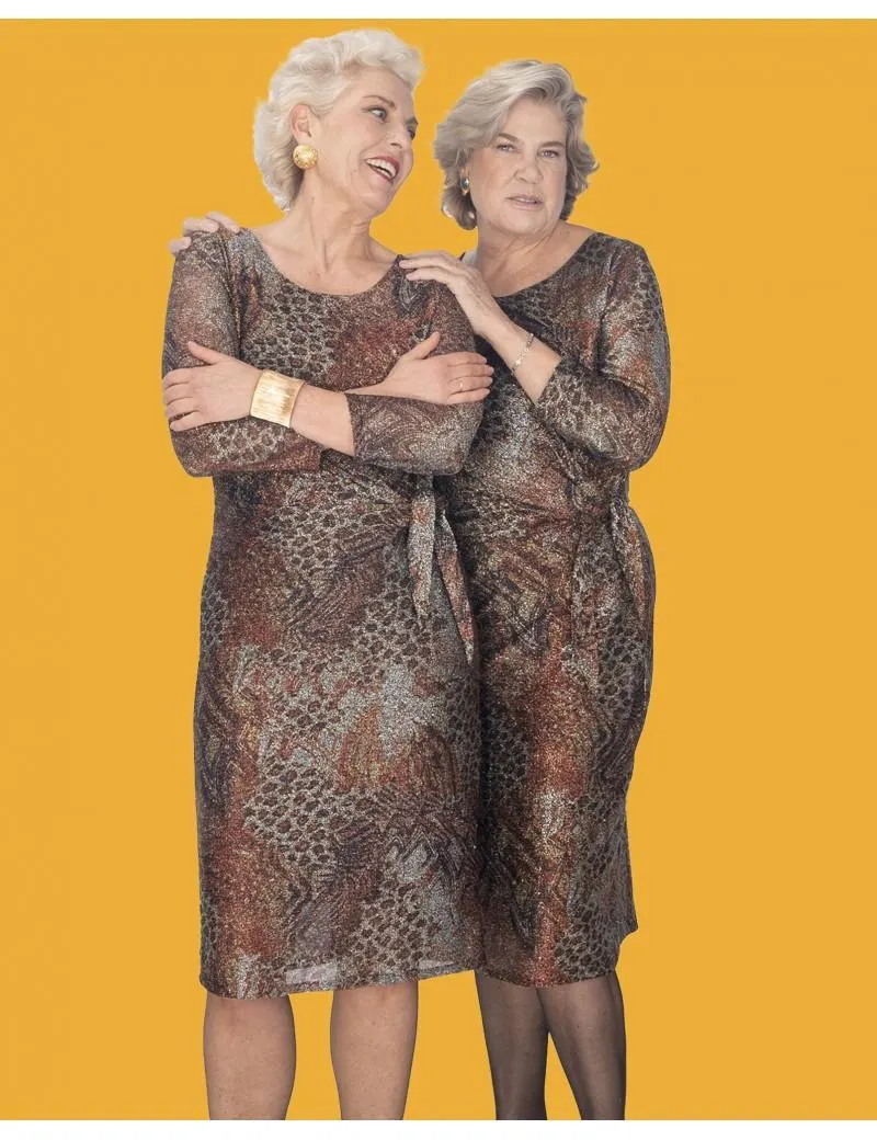 Vestido Purpurina Estampado Fieras