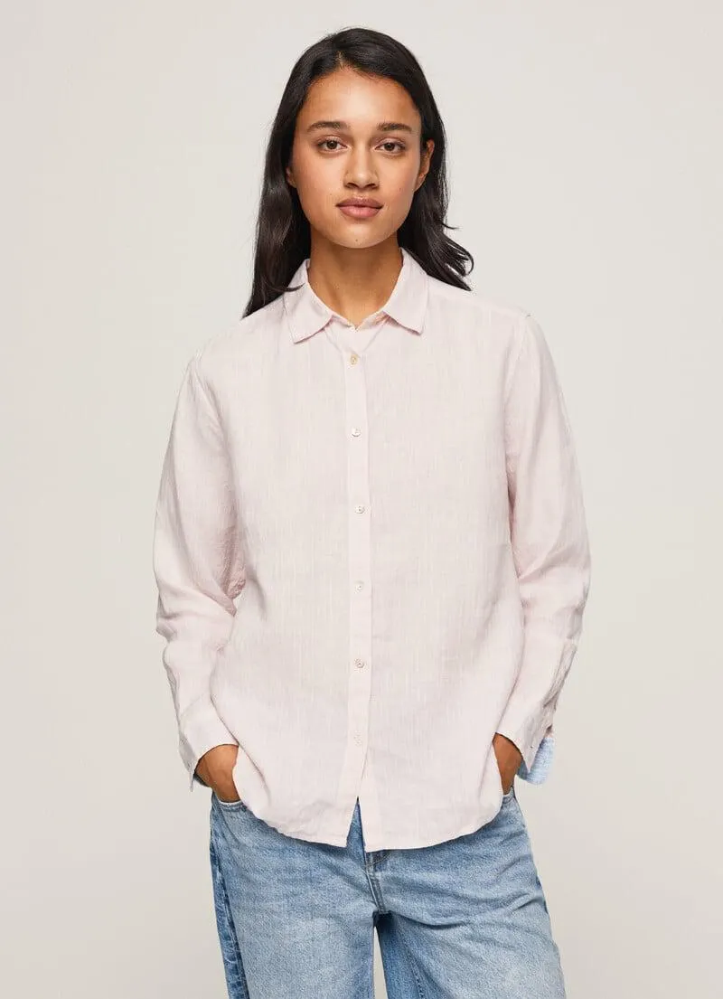 CAMISA FIT REGULAR CON LINO RAYAS