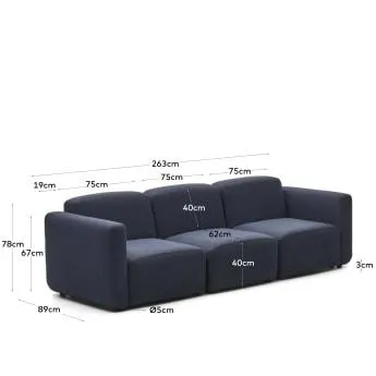 Sofá modular Neom 3 plazas azul 263 cm FSC Mix Credit