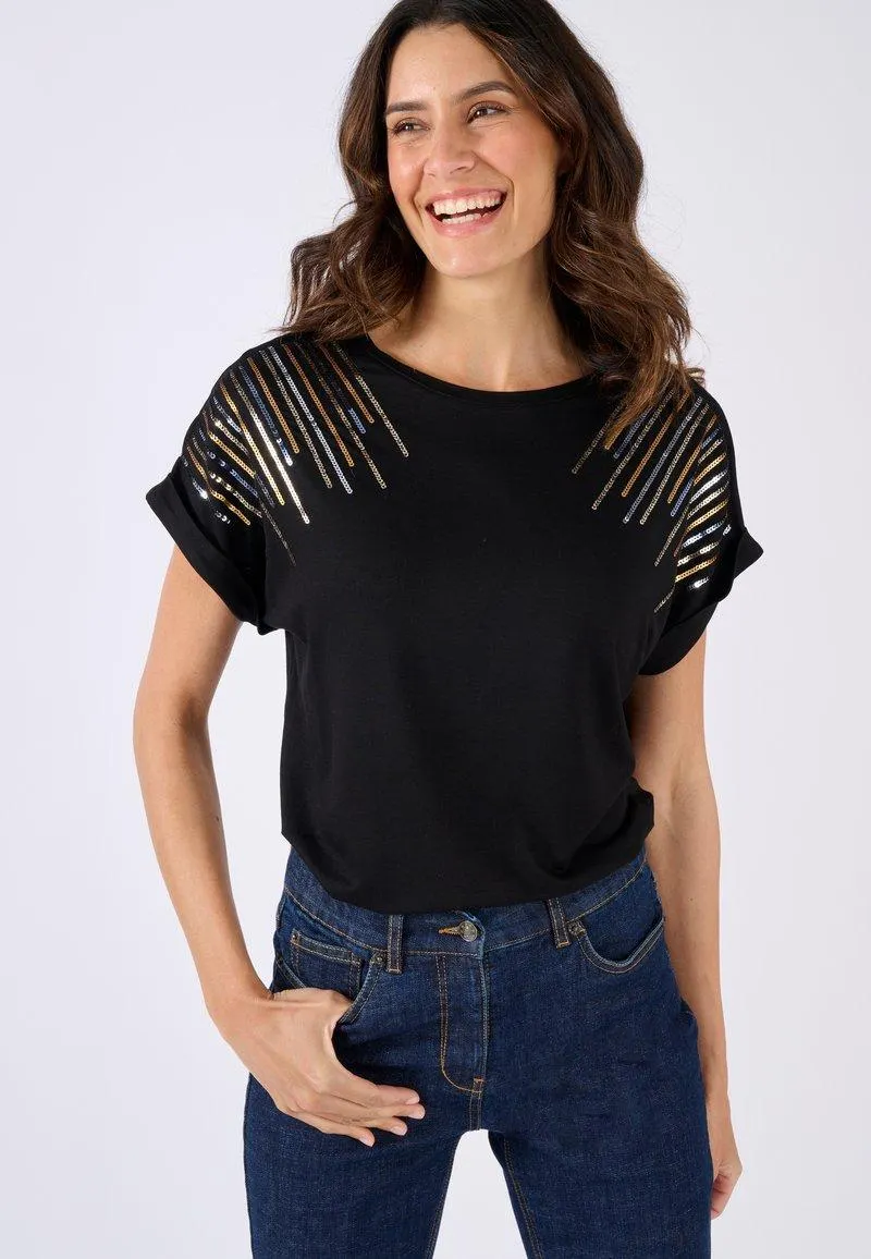 SEQUINS - Camiseta estampada - Black