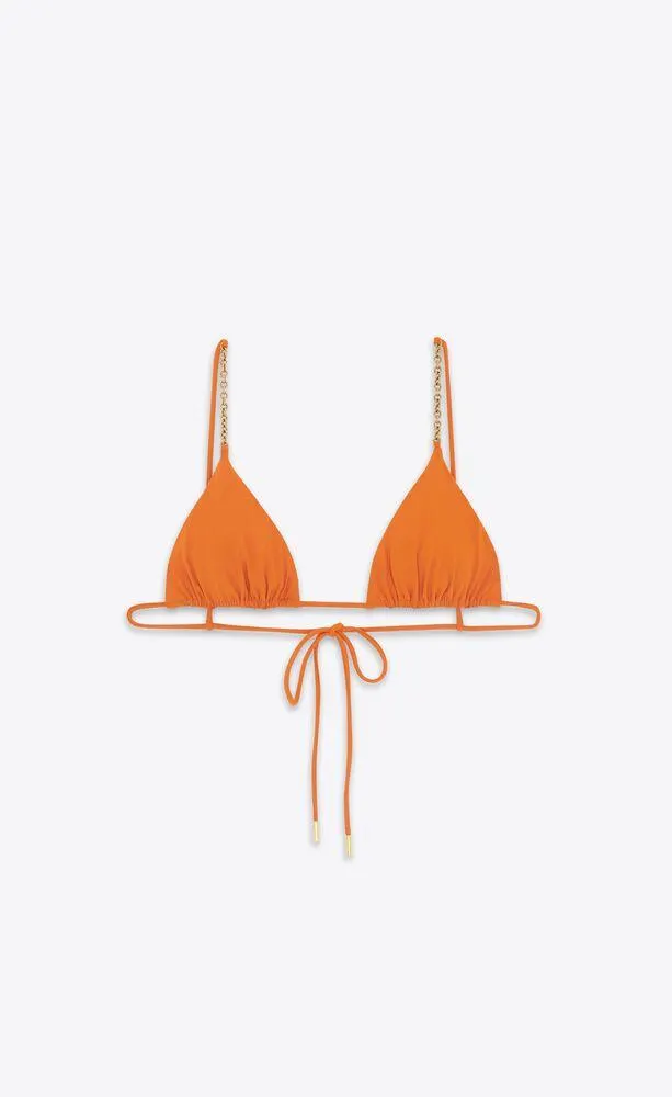 parte superior de bikini triangular con cadena