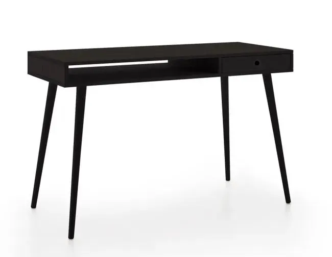 Escritorio Niza de madera maciza natural, color negro