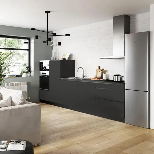 Cocina en kit antracita 360 cm con 2 semicolumnas + 3 módulos bajos