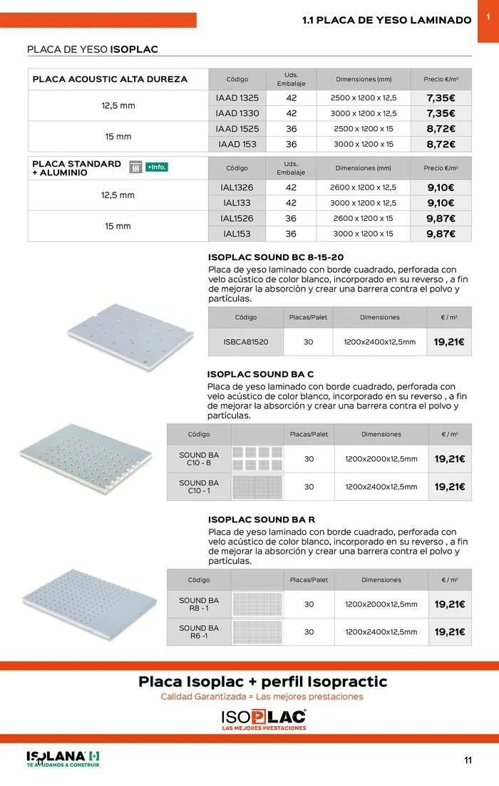 Catálogo de PLACA DE YESO LAMINADO – TARIFA ISOLANA 2024 18 de septiembre al 30 de septiembre 2024 - Página 6