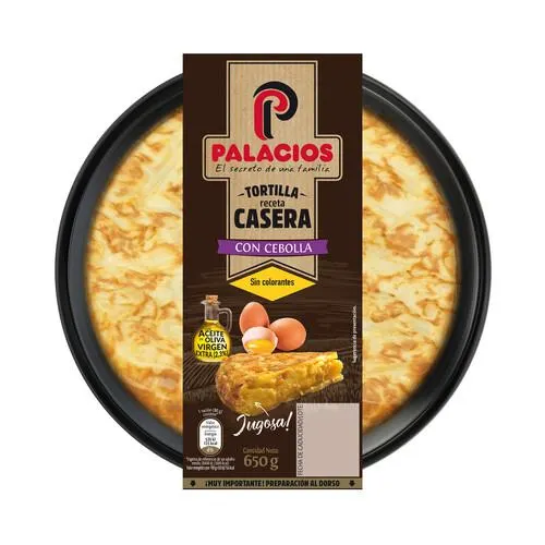 PALACIOS Tortilla fresca receta casera, con cebolla y con aceite de oliva virgen extra PALACIOS 650 g.