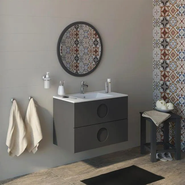 Mueble de baño con lavabo Sphere grafito mate 80x45 cm