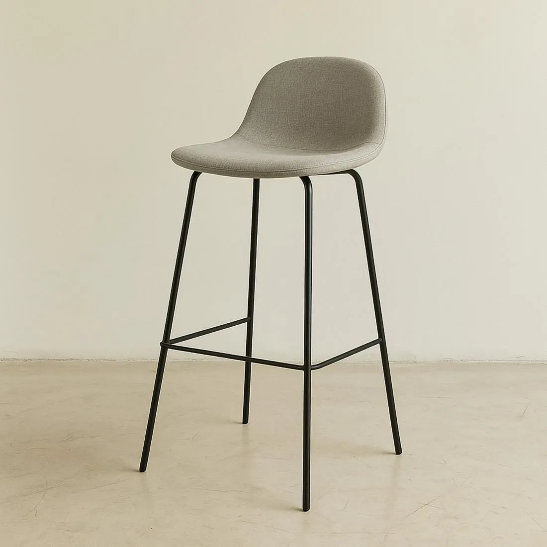 Taburete tapizado gris