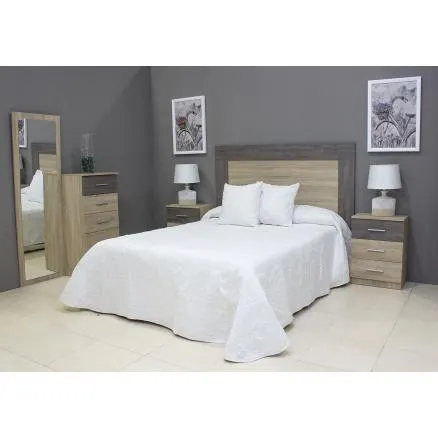 Dormitorio de matrimonio en color roble cambrian y roble oscuro