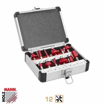 Maletín de aluminio de 12 fresas para madera