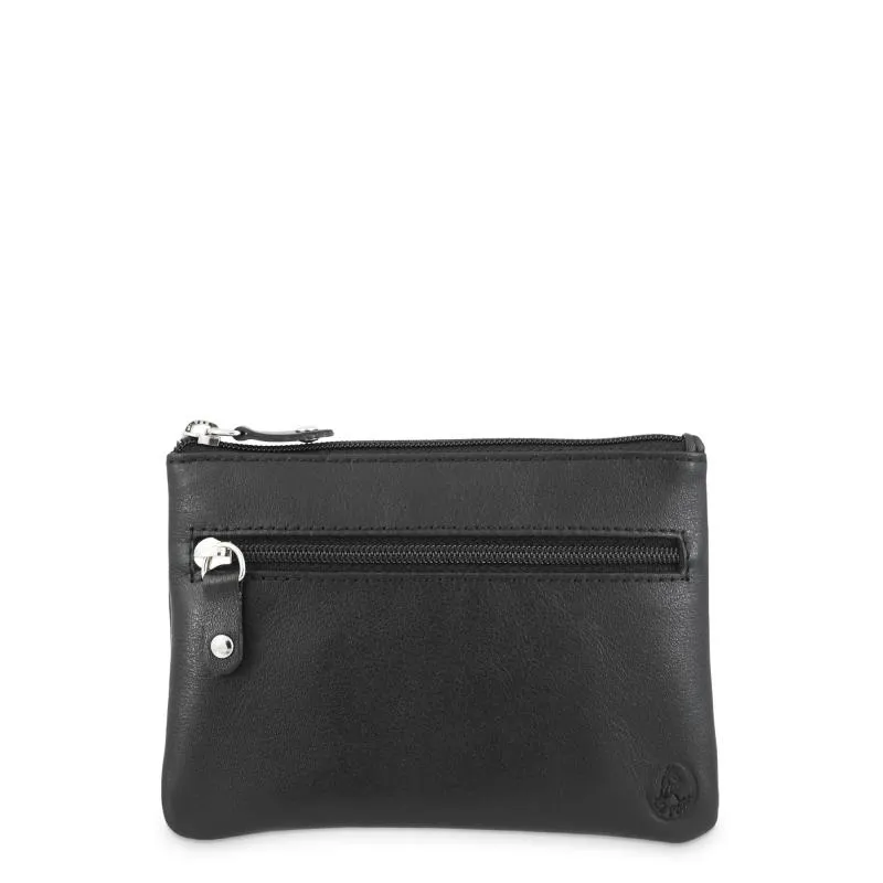 Monedero Llavero 3 cremalleras hombre en piel vacuno color negro - Box