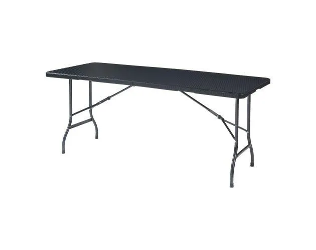 Mesa plegable mark exterior metal/plástico 180x75x72cm - efecto ratán negro