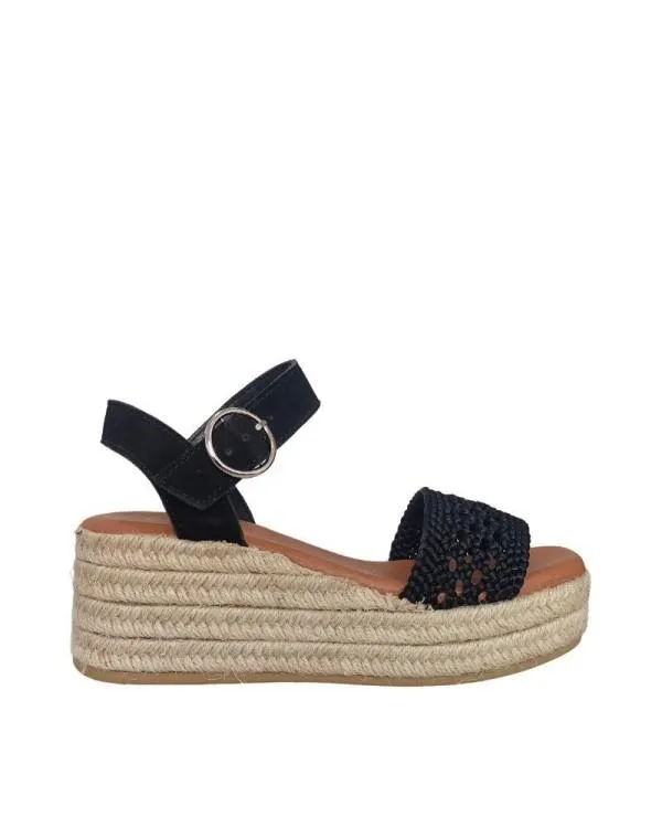 Sandalias Abiertas Alpargatas Mujer Negro NEW BONITA 05