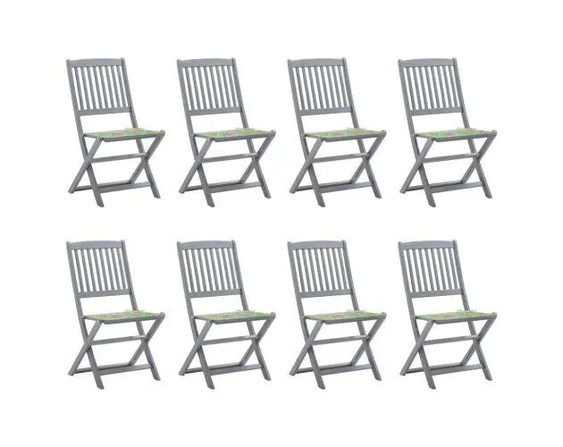 Vidaxl sillas de jardín plegables 8 uds y cojines madera maciza acacia