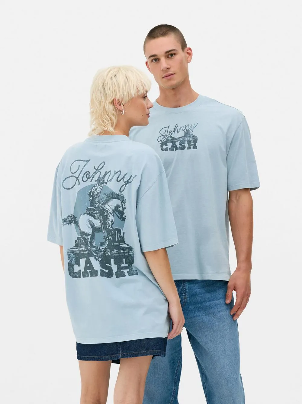 Camiseta de manga corta con lavado ácido Johnny Cash