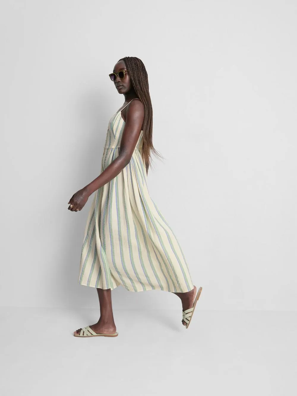 Vestido midi de algodón con botones