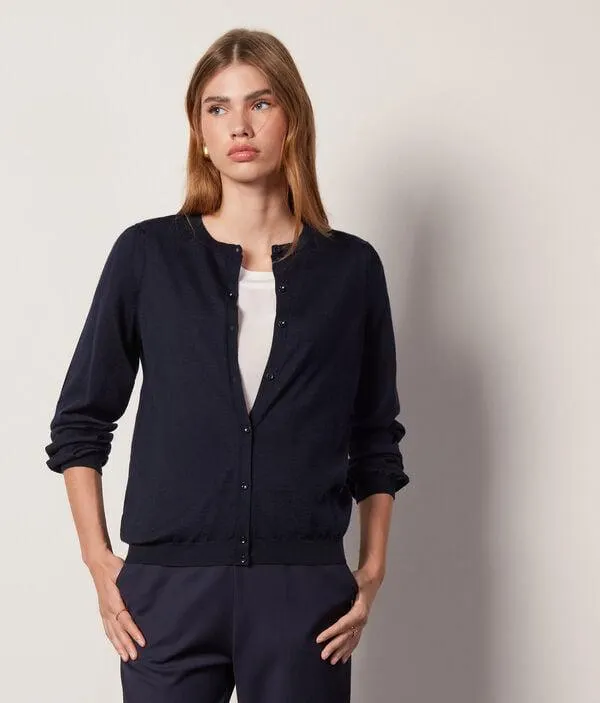 Cárdigan de cashmere ultrafine con frunce