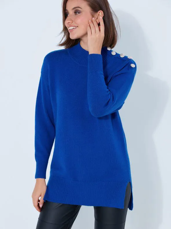 Jersey tricot con botones en un hombro