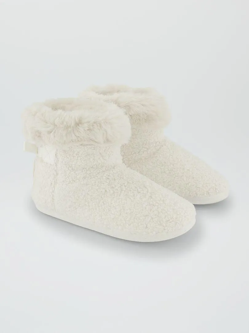 Zapatillas de casa tipo botines - Blanco