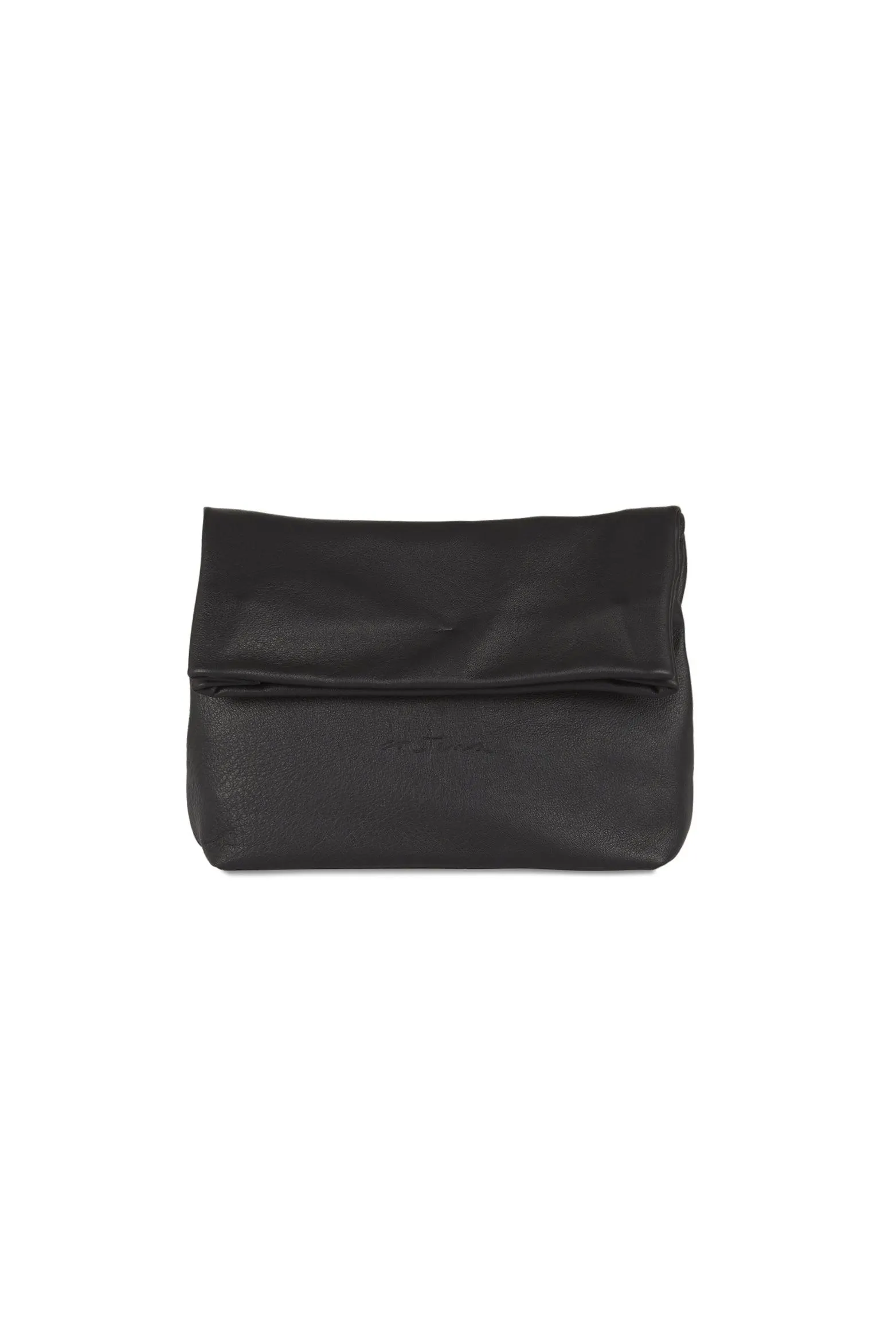 Delhi, clutch en cuero negro