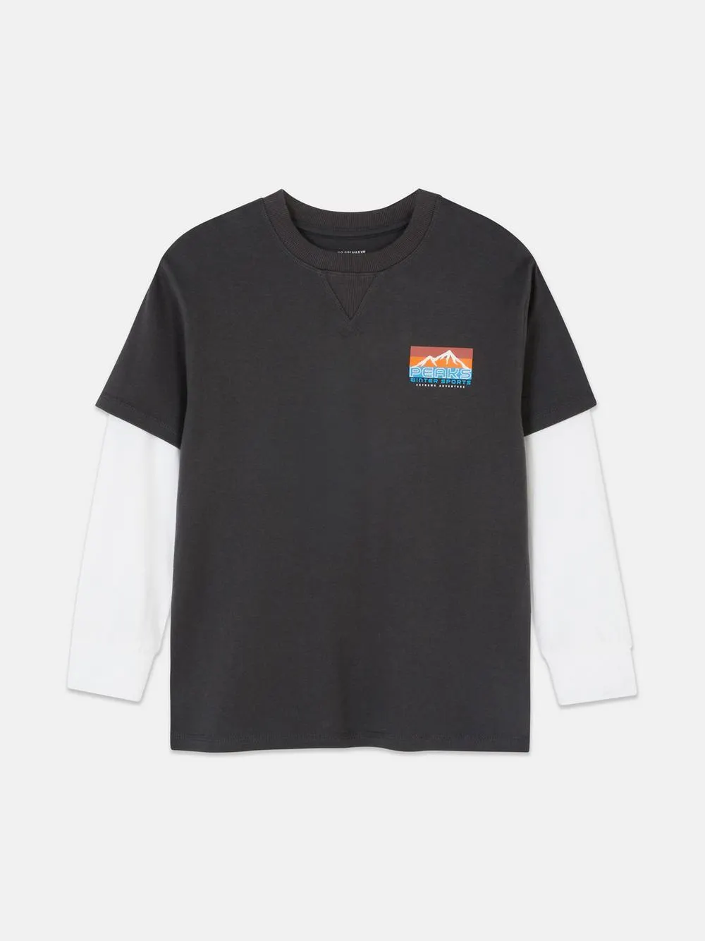 Twee-in-één T-shirt met lange mouwen en print