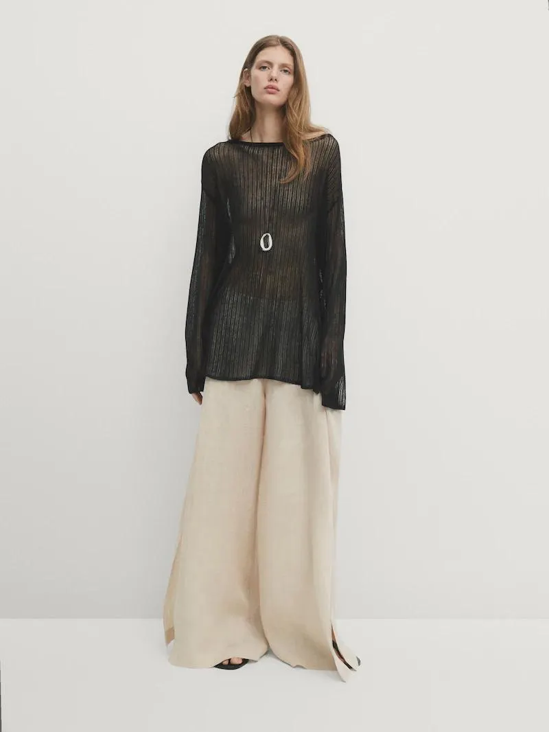 Camiseta desagujada manga larga