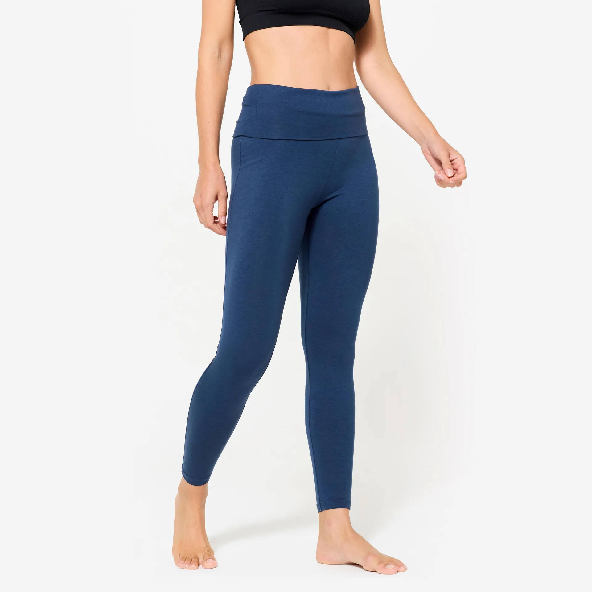 Leggings Yoga Suave Mujer Azul Marino Talle Alto