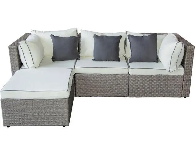 Muebles de jardín bajos en resina tejida "kuba" - gris