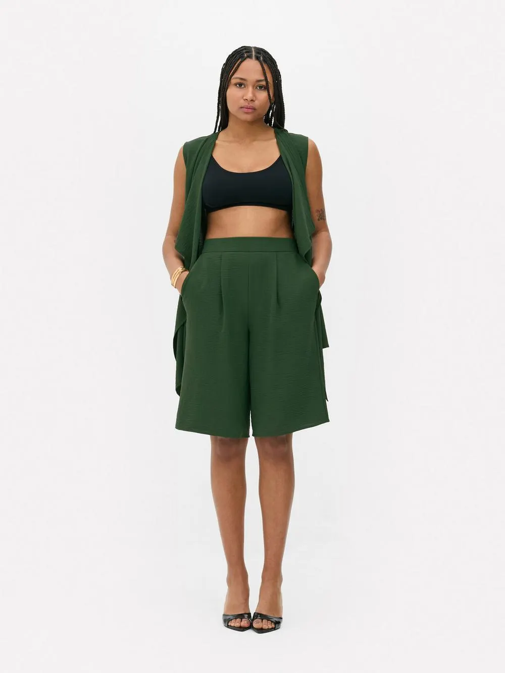 Pleated Bermuda Shorts